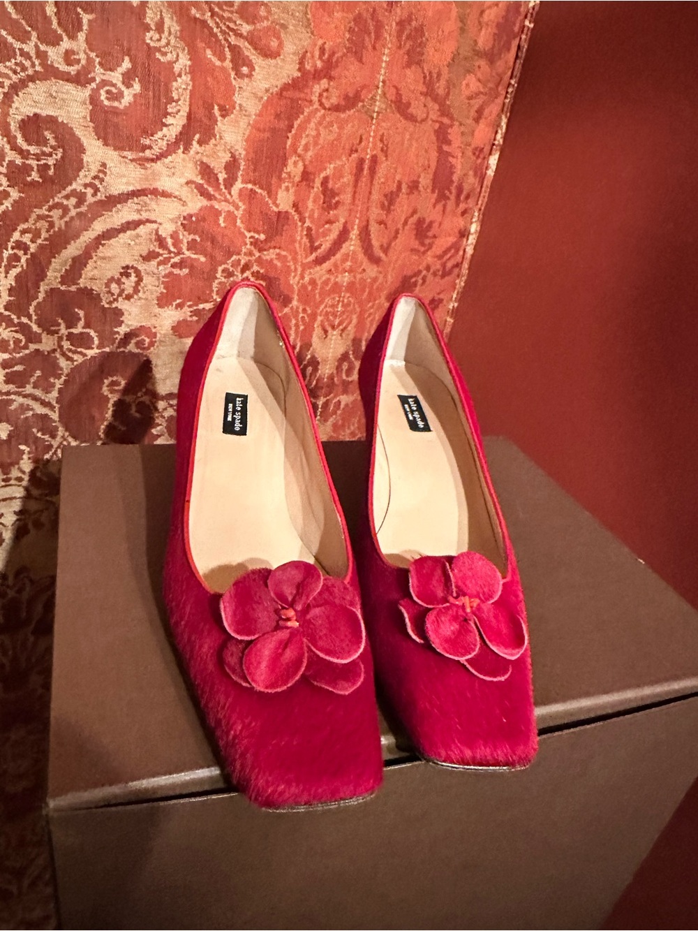 kate spade crimson pony hair with floral accent-Vintage